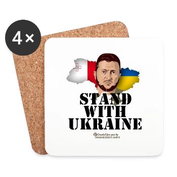 Ukraine Malte T-Shirt Design - Dessous de verre (lot de 4) - blanc - Devant