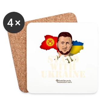 Ukraine Kirghizistan Stand avec l’Ukraine - Dessous de verre (lot de 4) - blanc - Devant