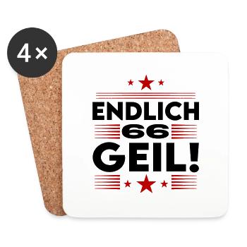 Endlich 66 Geil Geburtstag Birthday - Untersetzer (4er-Set) - Weiß - Vorne