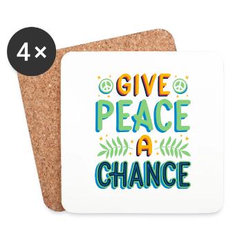 Dem Frieden eine Chance geben, originelle Geschenkidee - Untersetzer (4er-Set) - Weiß - Vorne