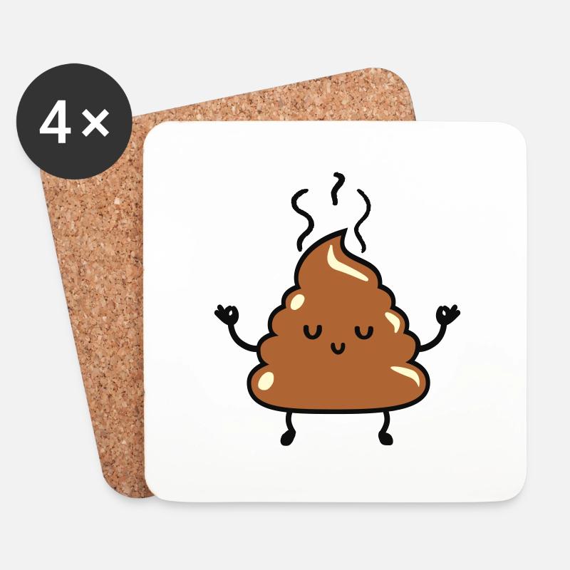 Zen-Poop-Meditation - Untersetzer (4er-Set) - Weiß