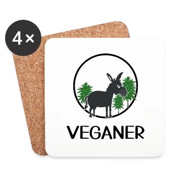 Esel lebt Vegan Ganja-Esel smooth für Grünes - Untersetzer (4er-Set) - Weiß - Vorne