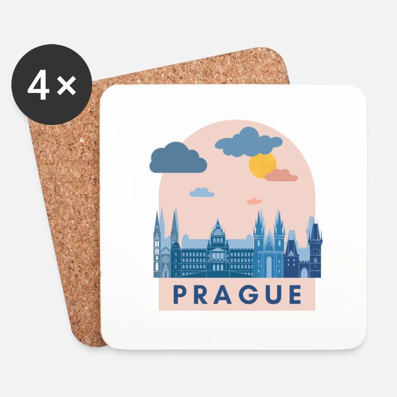 Tschechien Tschechische Republik Prag Prague - Untersetzer (4er-Set) - Weiß