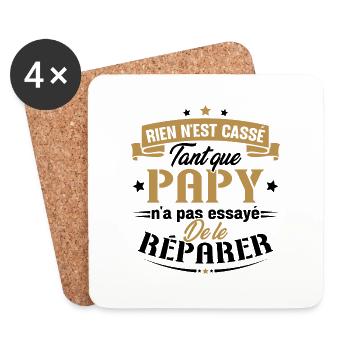 Rien n'est cassé tant que papy le réparer cadeau - Dessous de verre (lot de 4) - blanc - Devant
