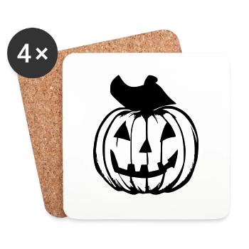 Halloween Spooky Pumpkin Lantern Vector - Coasters (set of 4) - white - Front