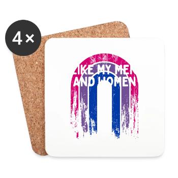 I Like My Men and Women Bisexual LGBTQ Bi Pride - Coasters (set of 4) - white - Front