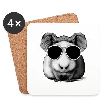 Lunettes de soleil cool cochon d’Inde design amusant 13 - Dessous de verre (lot de 4) - blanc - Devant