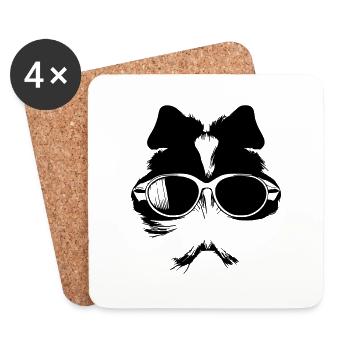 Guinea pig cool sunglasses funny vector 9 - Coasters (set of 4) - white - Front