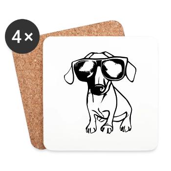 Teckel Chien Chiens Lunettes de soleil Cool Vector 3 - Dessous de verre (lot de 4) - blanc - Devant