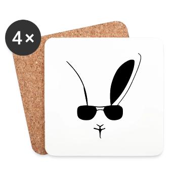 Rabbit Pet Animal Cool Sunglasses Rabbit Vector - Coasters (set of 4) - white - Front