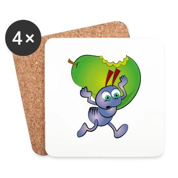 Fourmi pourpre avec un fruit de poire - Dessous de verre (lot de 4) - blanc - Devant