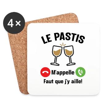 Le pastis m'appelle - Cadeau humour apéro alcool - Dessous de verre (lot de 4) - blanc - Devant