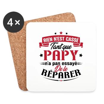 Rien n'est cassé tant que papy le réparer cadeau - Dessous de verre (lot de 4) - blanc - Devant