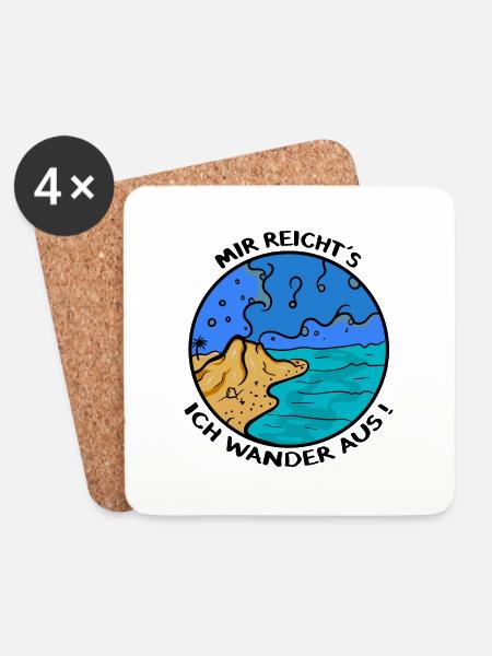 Mir reichts. Ich wandere aus! (auswandern) - Untersetzer (4er-Set) - Weiß