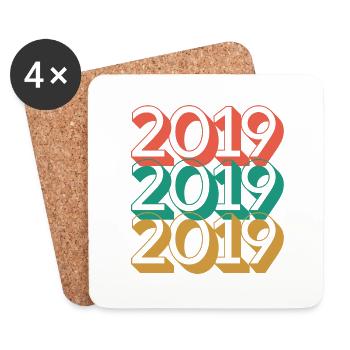 Anniversaire année 2019 / Vintage 2019 - Dessous de verre (lot de 4) - blanc - Devant
