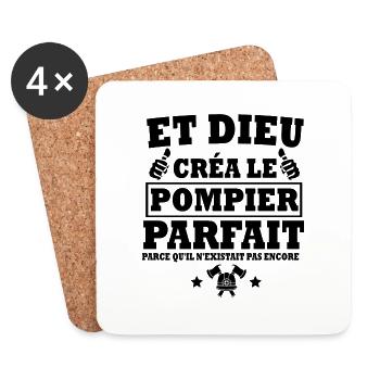 pompier parfait / cadeau humour pompier - Dessous de verre (lot de 4) - blanc - Devant