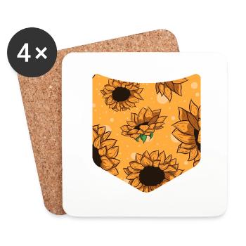 Fleurs de jardin Cadeau Poche de poitrine Tournesol - Dessous de verre (lot de 4) - blanc - Devant