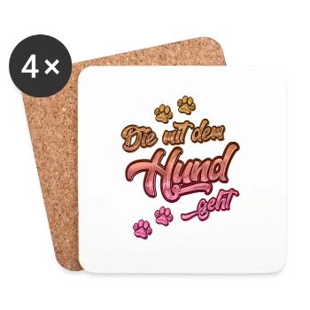 Die mit dem Hund geht | Hundebesitzer Geschenkidee - Untersetzer (4er-Set) - Weiß - Vorne