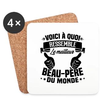 Le meilleur beau-papa du monde - Cadeau beau-papa - Dessous de verre (lot de 4) - blanc - Devant