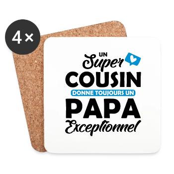super cousin - papa exceptionnel - Dessous de verre (lot de 4) - blanc - Devant