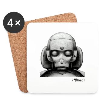 Scetch d’un robot de rêve masculin triste - Dessous de verre (lot de 4) - blanc - Devant