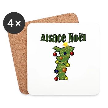 Elsass Weihnachten Weihnachten - Untersetzer (4er-Set) - Weiß - Vorne