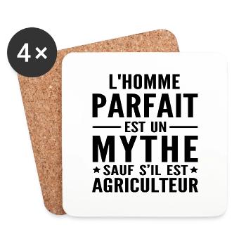 l homme parfait est agriculteur - Dessous de verre (lot de 4) - blanc - Devant