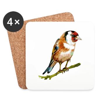 Bunter Vogel - Untersetzer (4er-Set) - Weiß - Vorne