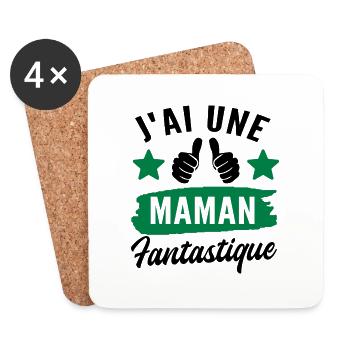 j ai une maman fantastique - Dessous de verre (lot de 4) - blanc - Devant