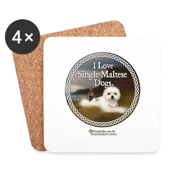 Whisky Sprüche Wortspiel Single Malteser - Untersetzer (4er-Set) - Weiß - Vorne