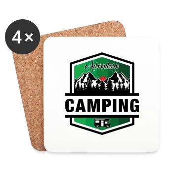 Camping - Untersetzer (4er-Set) - Weiß - Vorne