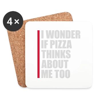 pizza thinks about me - Coasters (set of 4) - white - Front