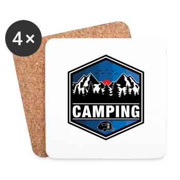 Camping - Untersetzer (4er-Set) - Weiß - Vorne