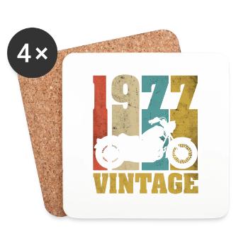 1977 Né anniversaire motard moto cadeau - Dessous de verre (lot de 4) - blanc - Devant