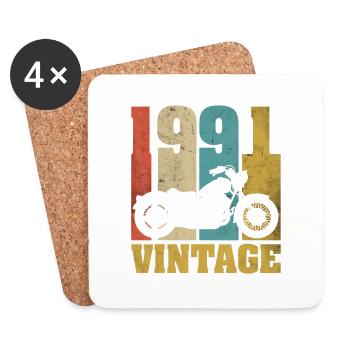1991 Jahrgang Geburtstag Biker Motorrad Geschenk - Untersetzer (4er-Set) - Weiß - Vorne