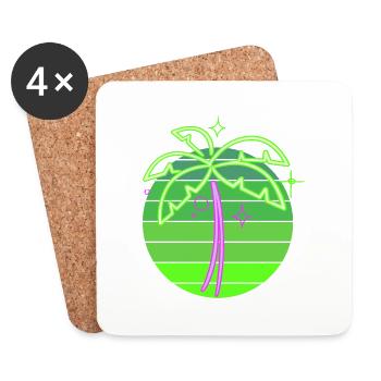 Neonpalme - Untersetzer (4er-Set) - Weiß - Vorne