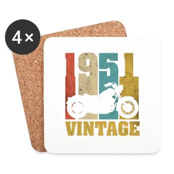 1951 Jahrgang Geburtstag Biker Motorrad Geschenk - Untersetzer (4er-Set) - Weiß - Vorne