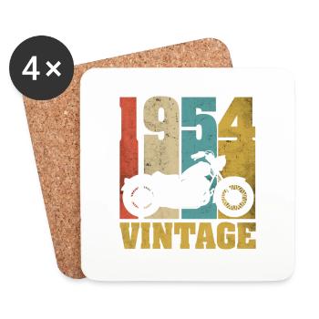 1954 Jahrgang Geburtstag Biker Motorrad Geschenk - Untersetzer (4er-Set) - Weiß - Vorne