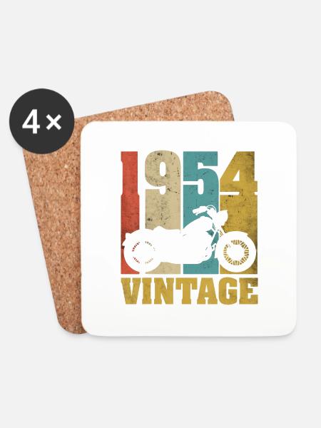 1954 Born birthday biker motorcycle gift - Coasters (set of 4) - white