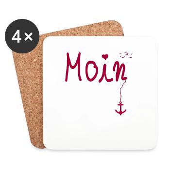 Moin Begrüßung Moin mit Möwe in Pink - Untersetzer (4er-Set) - Weiß - Vorne