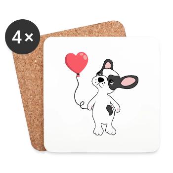 Puppy Cute Dog Heart Valentinstag Geschenkidee - Untersetzer (4er-Set) - Weiß - Vorne