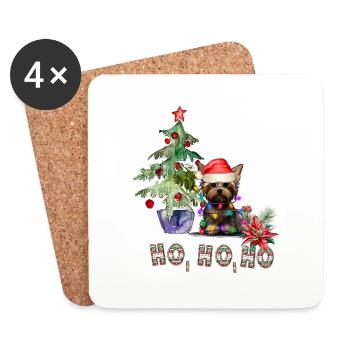 Weihnachtshund Yorkshire Terrier - Untersetzer (4er-Set) - Weiß - Vorne