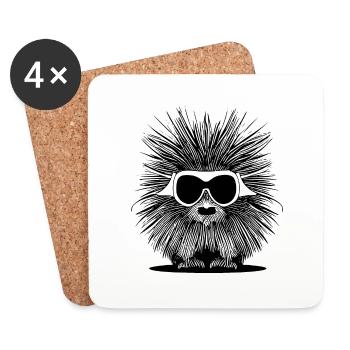 Stachelschwein Sonnenbrille süß Tiere Tier Natur 6 - Untersetzer (4er-Set) - Weiß - Vorne