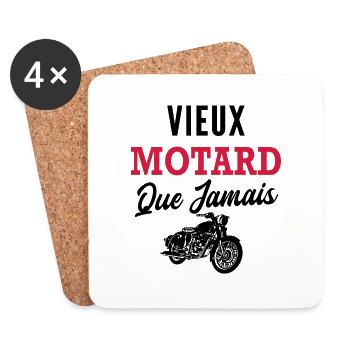 vieux motard / humour moto vintage - Dessous de verre (lot de 4) - blanc - Devant