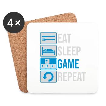 eat sleep game repeat - Untersetzer (4er-Set) - Weiß - Vorne