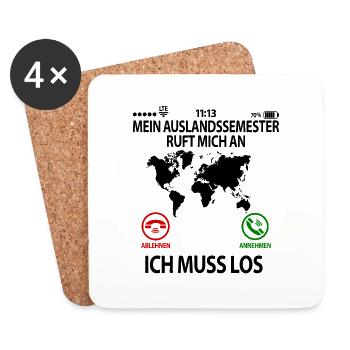 Auslandssemester Abschiedsgeschenk für Freund - Untersetzer (4er-Set) - Weiß - Vorne