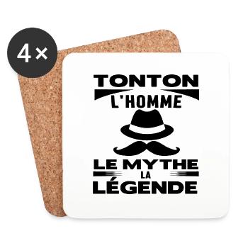 Tonton l' homme le mythe la légende cadeau oncle - Dessous de verre (lot de 4) - blanc - Devant