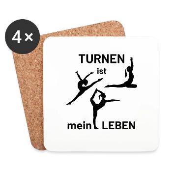 Turnen ist mein Leben , Gymnastik - Untersetzer (4er-Set) - Weiß - Vorne