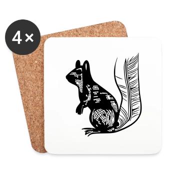 Eichhörnchen süß Tier lustig Tiere Natur Vektor 3 - Untersetzer (4er-Set) - Weiß - Vorne