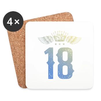 18 Zahl Krone - Untersetzer (4er-Set) - Weiß - Vorne